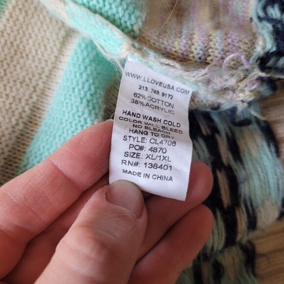 Womens Glamour Farms 1XL Open Front Boho Southwest Aztec Cardigan - Picture 3 of 7